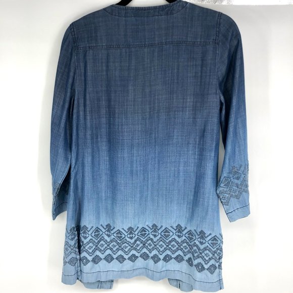 Chico's Chambray Ombre Embroidery Jacket 0 Small 4 - Picture 5 of 5